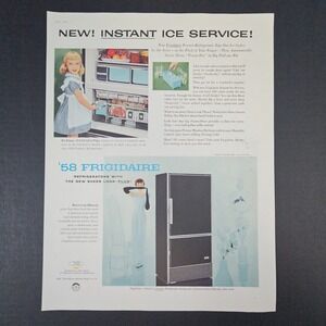 1958 Frigidaire Refrigerator Freezer Vintage Print Ad CP-144-58 Charcoal‎ Gray
